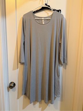 Zenana Women's Light Gray Swing Dress  - Medium